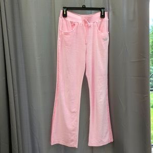 Women's girls pink sweat pants with satin stripe and sparkly crown large